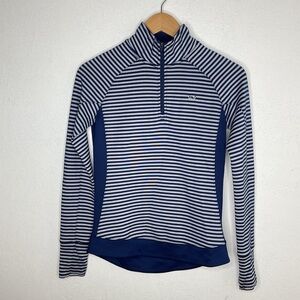Vineyard Vines Navy and White Striped Long Sleeve Half Zip Jacket Activewear XXS
